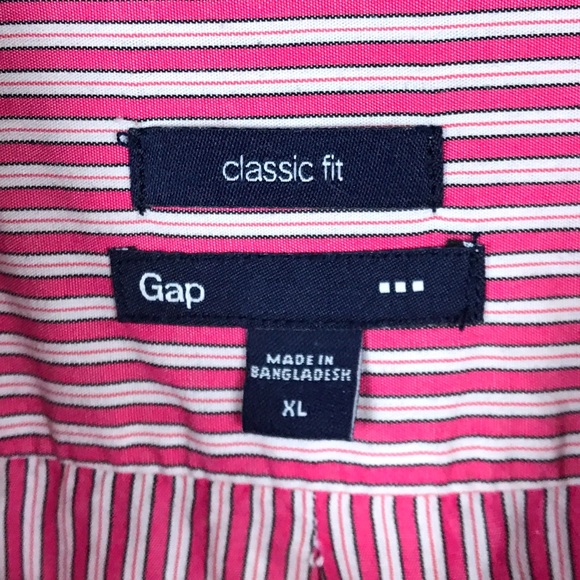 GAP Classic Fit Red Stripes Button Down Shirt XL - Picture 5 of 7
